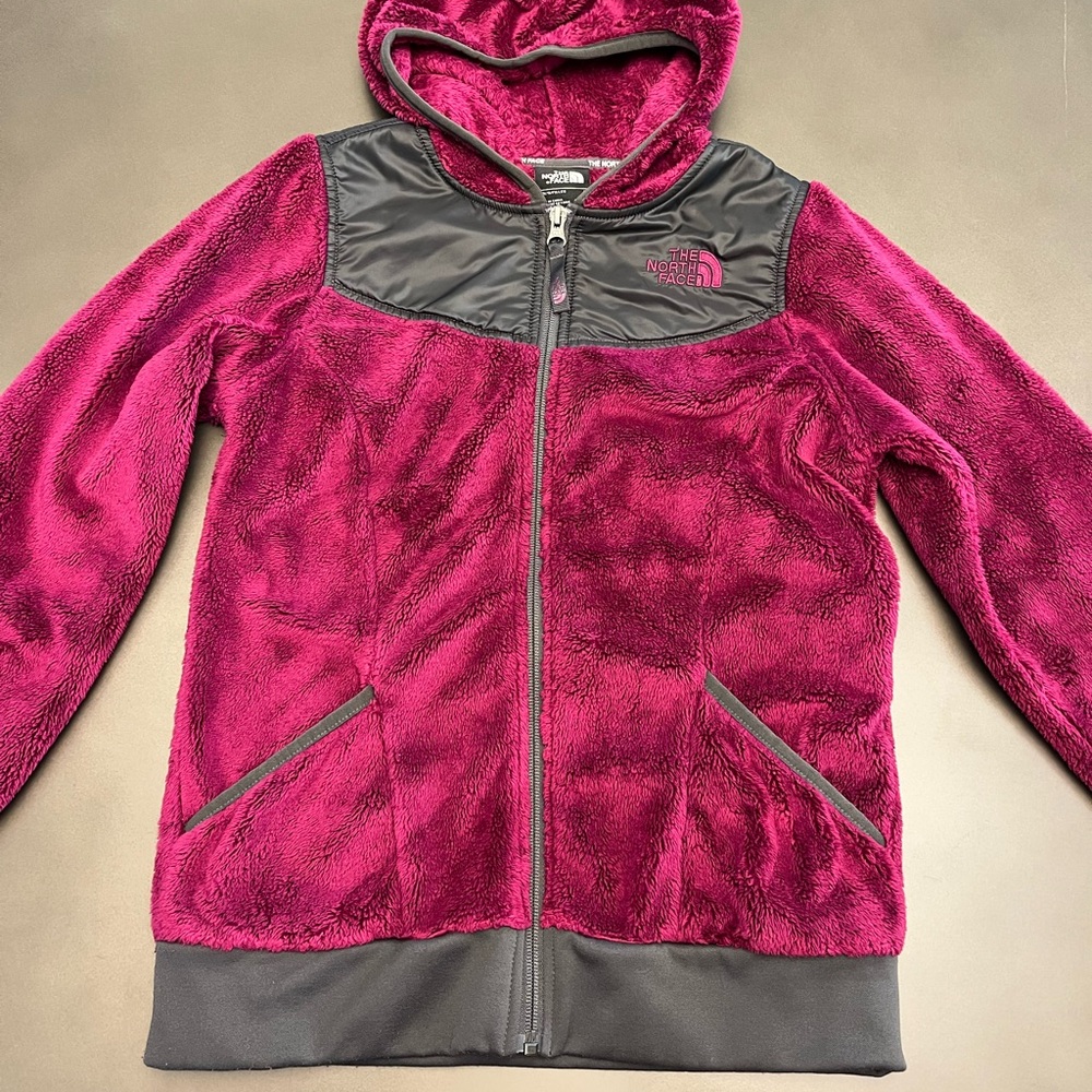 The North Face Girls Fleece Full Zip Hoodie - Purple and Charcoal